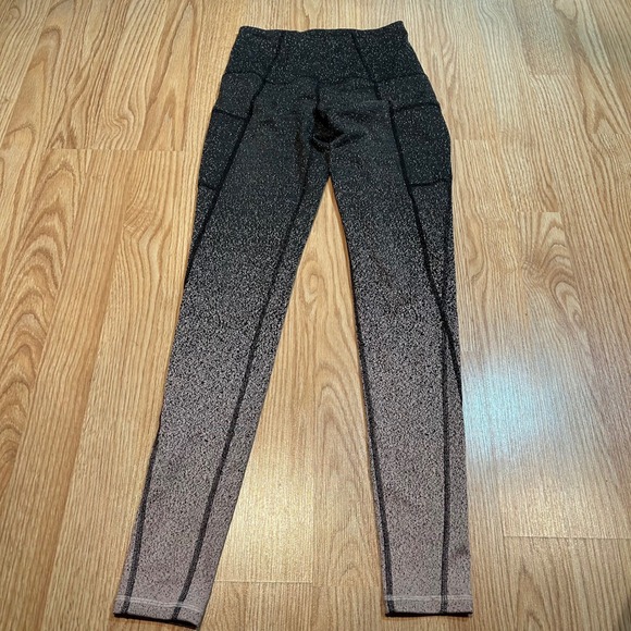 Champion XS High Waisted Leggings Black Gray Gradient Speckled Activewear - Picture 1 of 5